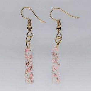 Queen Anne's Lace Pink Pressed Flower Earrings